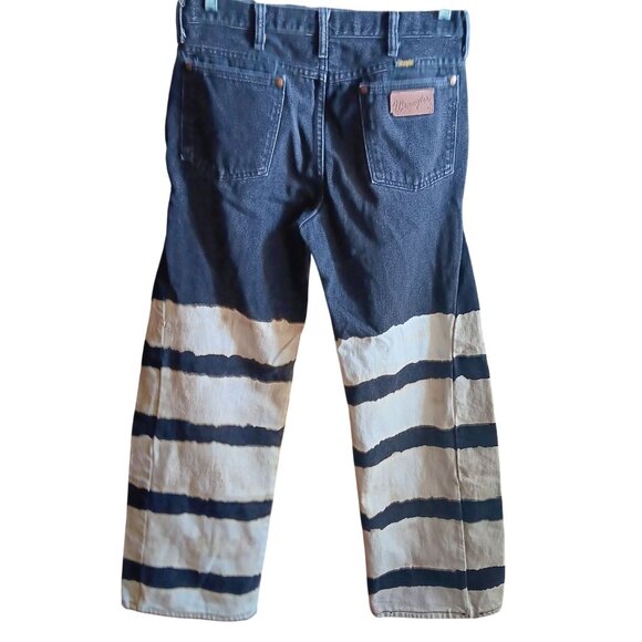 1OF1 32x31 Vintage Wrangler Striped Cowboy Jeans Rodeo Clown Black Denim USA - Picture 2 of 7